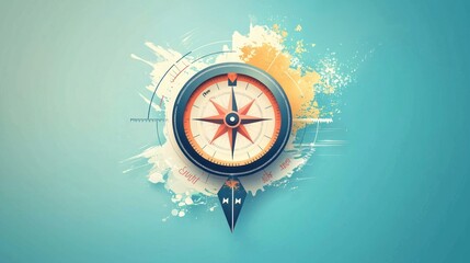 Wall Mural - a compass arrow graphic with labels like north, success, and growth.