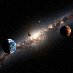 planet in dark space. astrology astronomy earth outer space solar system mars planet milky way galax