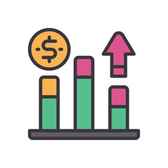 scaling price filled color icon. vibrant vector icon for websites, mobile apps, presentations, and l