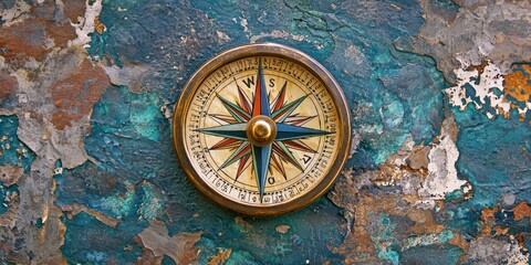 Wall Mural - a conceptual compass pointing to values like integrity, leadership, and vision.