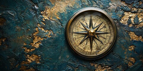 Wall Mural - a conceptual compass pointing to values like integrity, leadership, and vision.
