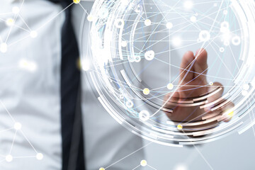 Poster - network digital interface in hand