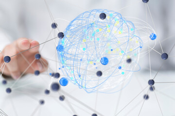 Wall Mural - global network. blockchain. 3d illustration. neural networks and artificial intelligence. abstract