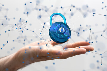 Poster - Cybersecurity and information or network protection. Future technology