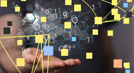 Aufkleber - Big data and artificial intelligence concept. Machine learning and cyber mind domination