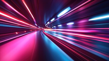 Wall Mural - Abstract speed light streaks in tunnel.