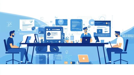 Developers coding for iOS and Android platforms in a modern workspace.