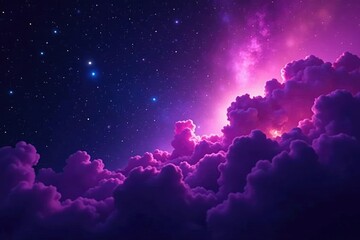 Wall Mural - swirling purple gas clouds against a dark black background, astronomy, cosmos, nebula