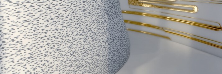 Poster - Detailed close up of decorative ceramic art featuring a modern design with textured patterns and golden accents. Generative AI