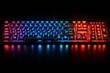 © Mohsin - Mechanical gaming keyboard lit up with RGB LED lights, featuring vibrant colors, responsive switches, and a sleek design for an immersive gaming experience and enhanced performance