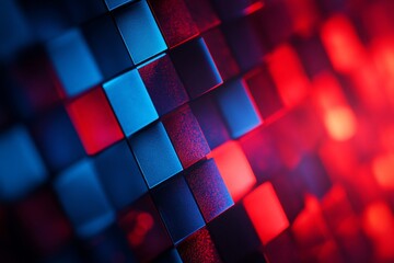 Wall Mural - Abstract digital background featuring illuminated blue and red squares representing data technology