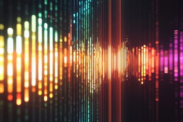 Poster - Colorful sound wave pattern representing audio frequency with vibrant hues and dynamic lines. Generative AI