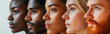 © Spicy Panda Lab - Plusieurs visages différents, chacun représentant des hommes et des femmes avec des tons de peau et des couleurs de cheveux différents, roux, blond, brun et noir