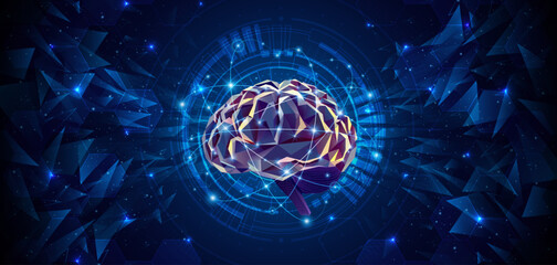 Leinwandbilder - Artificial neural network or artificial intelligence brain. Digital brain science for future learning. modern technology innovation concept background	