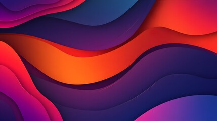Wall Mural - Colorful Layered Wavy Abstract Background Design With Vibrant Hues