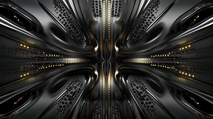 Abstract metallic gold and black tunnel background