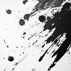 Aufkleber - Abstract Black Paint Splatter on White Canvas: Expressive Ink Blots and Brushstrokes 