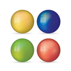 Wall Mural - set with glass colorful balls. glossy realistic ball, 3d abstract vector illustration highlighted on