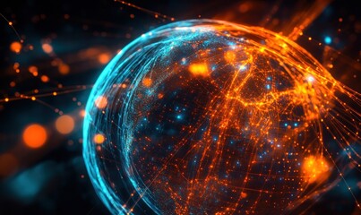 Global network connections, digital world, data flow