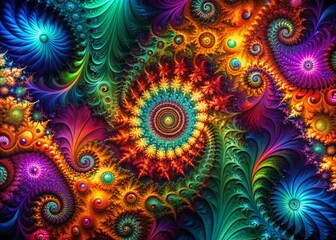 Wall Mural - vibrant fractal art: low light abstract design, colorful geometric patterns