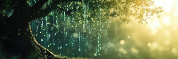 Abstract programming concept merging nature and technology