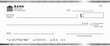 © bibin - Blank bank check, checkbook cheque template with blue guilloche, vector mockup. Money payment bank check voucher or pay cash cheque certificate, account bill paycheck