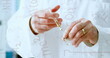 © vectorfusionart - Holding scientific equipment, person in lab coat with chemistry formulas image