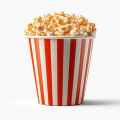 a red and white striped popcorn container