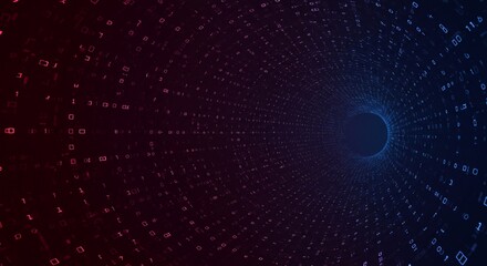 Wall Mural - futcrist abstract blue and purple background with glowing center and particles bursting out of it, t