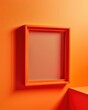 © Сергей Кошкаров - Empty picture frame in orange interior symbolizing new beginnings with soft natural lighting.
