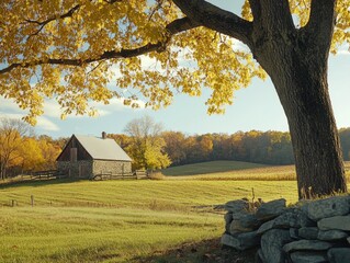 Wall Mural - RURAL Barn in Open Field