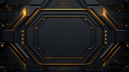 Abstract dark gold tech background, futuristic panel design,  website header