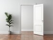 © Win Studio - Interior Room Setting Featuring an Open Doorway and Decorative Plant in Minimalist Style