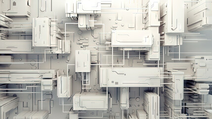 Wall Mural - background with metallic panels texture, wires and circuit. spaceship hull wall technology backgroun