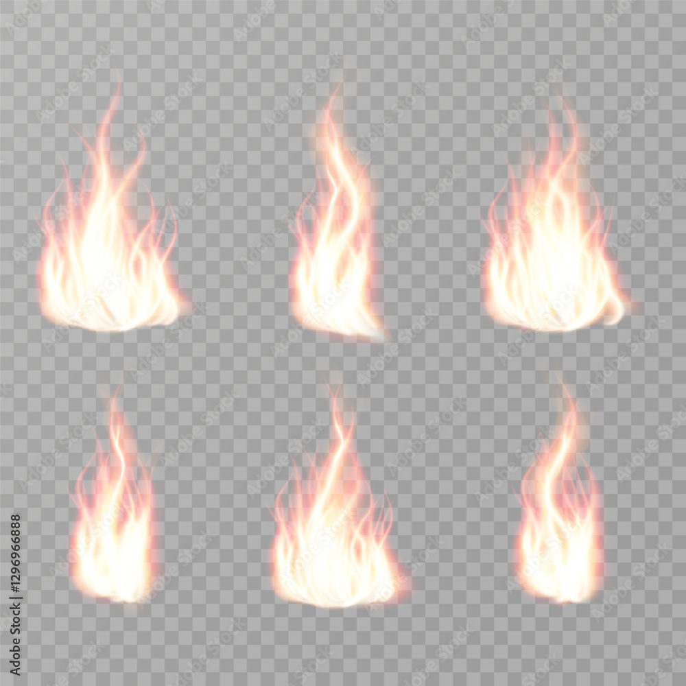 Realistic fire flames with glowing sparks and burning heat effects ...