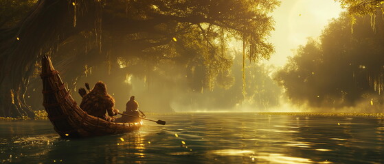 Wall Mural - an ancient indian canoe carved from a single tree _006