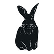 © Ярина Журавель - Hand drawn Easter rabbit or bunny illustration on white background. Black solid silhouette of animal in flad design style.