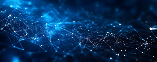 Wall Mural - blue technology background with network connections and digital data connection, web banner design f