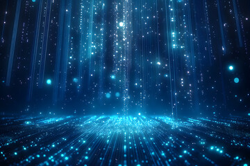 Wall Mural - a digital landscape featuring glowing blue particles and lines, creating an ethereal, futuristic atm