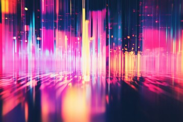 Leinwandbilder - Vibrant light streaks create an abstract and immersive environment with colorful hues in a digital space. Generative AI