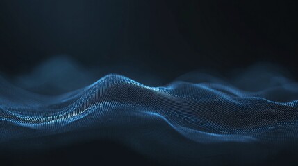 Wall Mural - a blue wave with a lot of dots. abstract background of technology wave and dot.