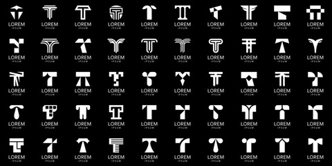 Wall Mural - logos collection with letter t. geometric abstract logos. icon design