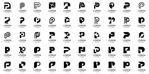 Wall Mural - logos collection with letter p. geometric abstract logos. icon design