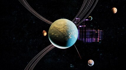 Wall Mural - Cosmic Dance: A Celestial Ballet of Planets and Nebulae