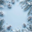 © malayeka - Winter Holiday Decor Frame on Light Blue Background
