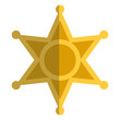 © Julie - Sheriff Star: A classic gold sheriff star badge with a six-pointed design, exuding a sense of authority and law enforcement, with a clean and simple flat design.