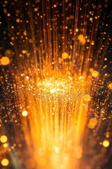 Wall Mural - a bright yellow light shines against a dark black background, ideal for use in designs where contras
