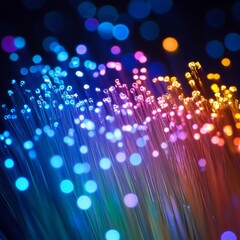 Poster - Fiber Optic Fantasy: A Vibrant Display of Light and Color, Capturing the Essence of Technology and Abstraction