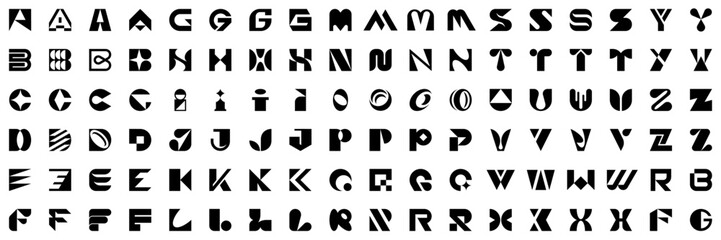 Wall Mural - logos collection with letters. geometrical abstract logos. icon design