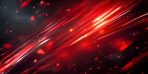 Wall Mural - bright red streaks contrast sharply against a dark carbon fiber technology led light background, cre